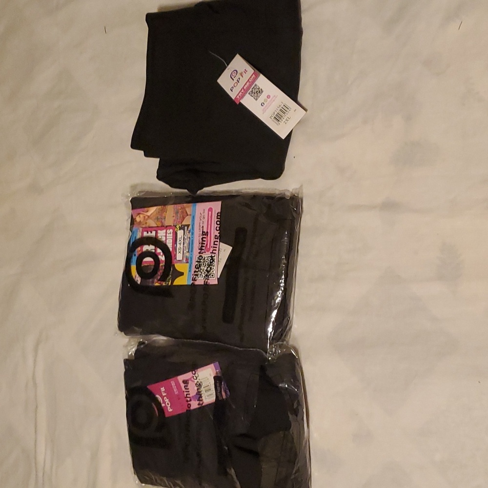 3 Pair POP Fit Pop Leggings in Black Size 2XL